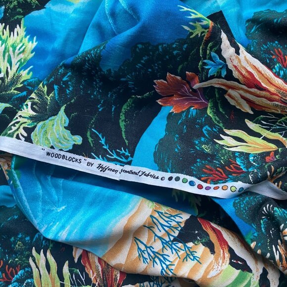 Hoffman International Woodblocks Under water fabric coral seascape quilting 5 yd - Picture 4 of 4